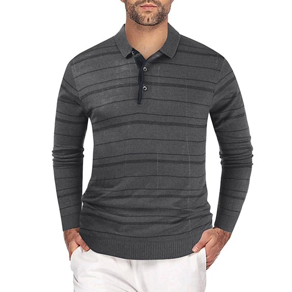 Mens Sweaters Knit Tops Blouse Men Color Block Striped Button Lapel Knit Pullover Sweater Knitted Top
