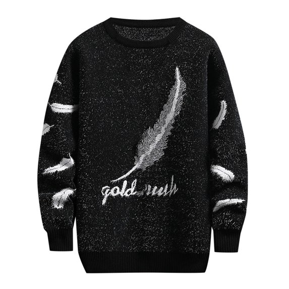 Mens Sweaters Knit Tops Blouse Solid Long Sleeve Crew Neck Printed Graphic Casual Fall Winter Pullover