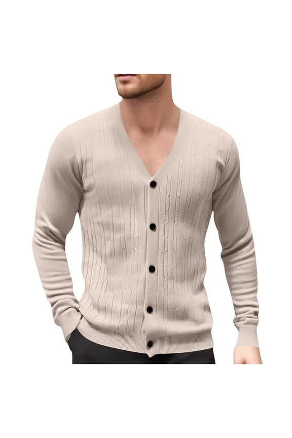 Mens Sweaters, Men's Cardigan Sweater Long Sleeve Casual V Neck Lightweight Button Down Knitted Sweater Fall Clothes XS-2XL