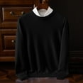 thumbnail image 1 of Mens Sweaters Slim Fit Round Neck Long Sleeve Plain Pullover Sweaters Stretchy Casual Fall Winter Tops (2XL, Black), 1 of 6