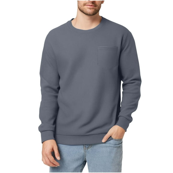 Mens Sweaters Waffle Sweatshirt Round Neck Winter Warmer Sweates Casual Long Sleeve Pullover Tops Casual Cosy Top Fall Shirts Workwear Thermal Underwear Athletic Gym Running Top Sportswear