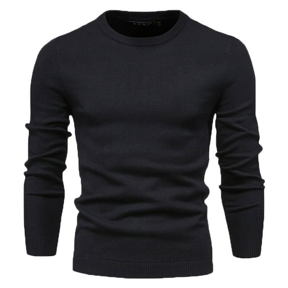 Mens Sweaters Winter Casual Relaxed-Fit Knitted Tops Crewneck Long Sleeve Ribbed Sweaters Stretchy Thicken Knitwear