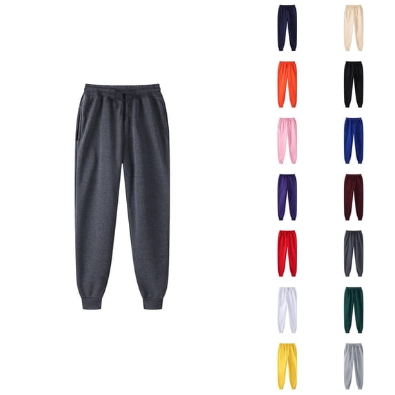 Men Sweatpants 2026 Fall Winter Casual Elastic Waist Drawstring Lined Joggers with Pockets Trousers