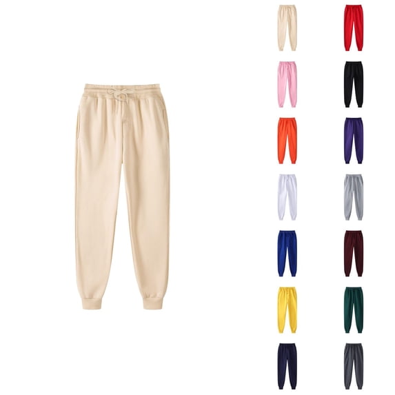 Sweatpants for Men 2026 Fall Winter Trendy Drawstring Elastic Waist Lined Joggers Trousers with Pockets