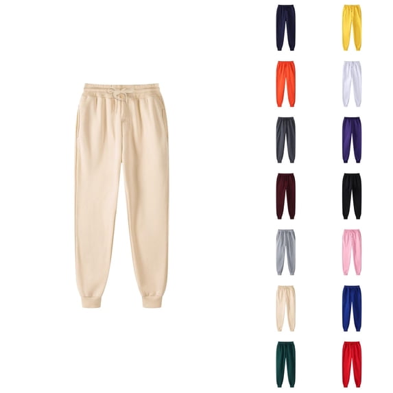 Mens Sweat Pants 2026 Fall Winter Casual Drawstring Elastic Waist Lined Jogger Sweatpants Trousers with Pockets