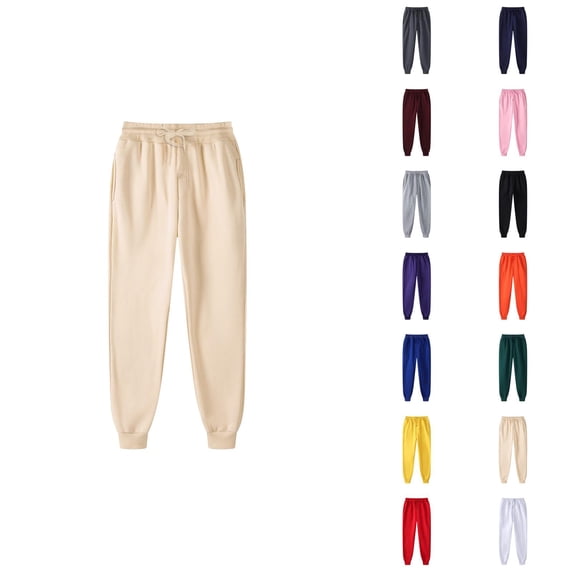 Men Sweatpants 2026 Fall Winter Casual Elastic Waist Drawstring Lined Joggers with Pockets Trousers