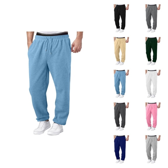 Sweatpants for Men 2026 Trendy Drawstring Elastic Waist Wide Leg Relaxed Fit Casual Pants with Pockets Trousers