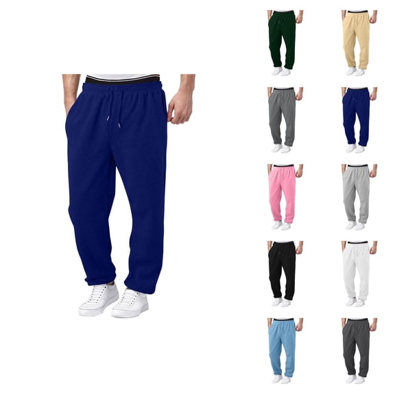 Mens Sweatpants 2026 Fashion Drawstring Elastic Waist Relaxed Fit Wide Leg Casual Pants Trousers with Pockets