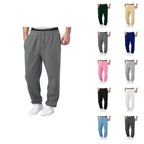 Mens Sweatpants 2026 Fashion Drawstring Elastic Waist Relaxed Fit Wide Leg Casual Pants Trousers with Pockets