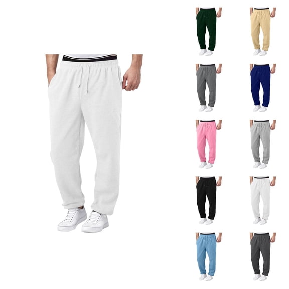 Mens Sweatpants 2026 Fashion Drawstring Elastic Waist Relaxed Fit Wide Leg Casual Pants Trousers with Pockets