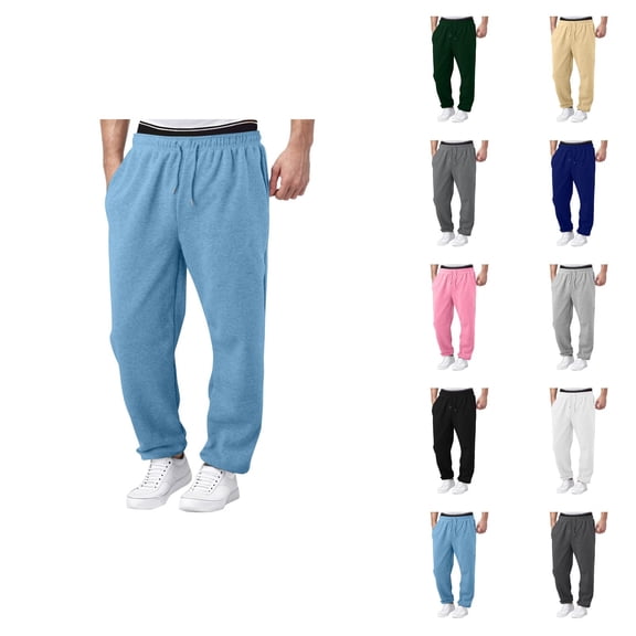 Mens Sweatpants 2026 Fashion Drawstring Elastic Waist Relaxed Fit Wide Leg Casual Pants Trousers with Pockets