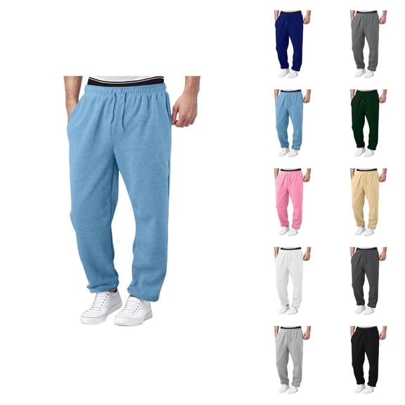 Mens Sweatpants 2026 Fashion Drawstring Elastic Waist Relaxed Fit Wide Leg Casual Pants with Pockets Trousers