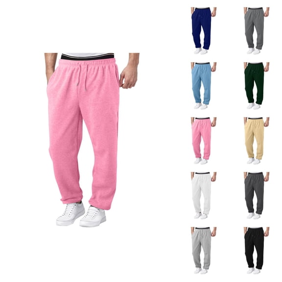 Mens Sweatpants 2026 Fashion Drawstring Elastic Waist Relaxed Fit Wide Leg Casual Pants with Pockets Trousers