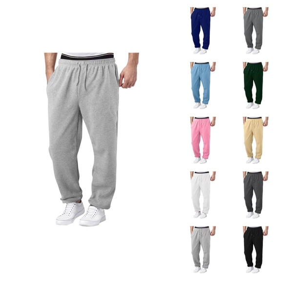 Mens Sweatpants 2026 Fashion Drawstring Elastic Waist Relaxed Fit Wide Leg Casual Pants with Pockets Trousers