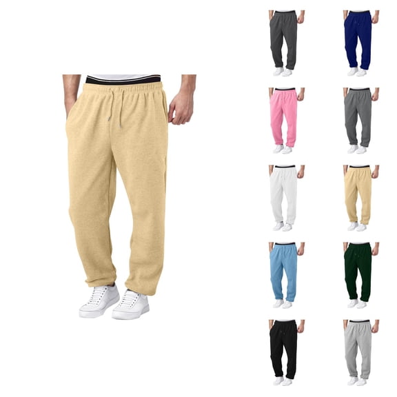 Mens Sweatpants 2026 Fashion Elastic Waist Drawstring Relaxed Fit Wide Leg Casual Pants Trousers with Pockets