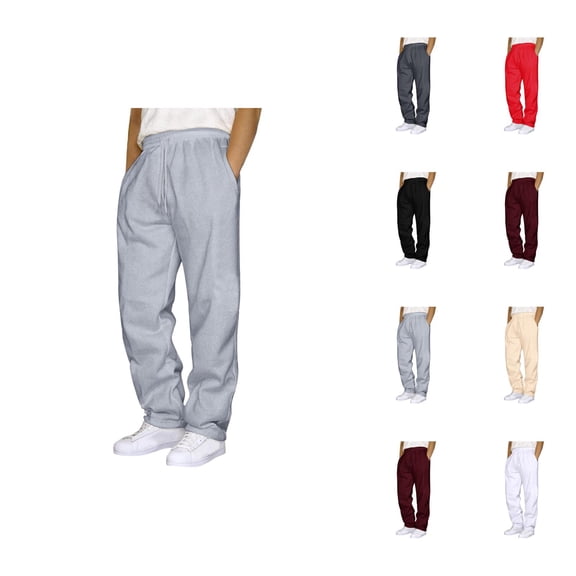 Mens Sweatpants 2026 Fashion Elastic Waist Drawstring Straight Leg Casual Pants Trousers with Pockets