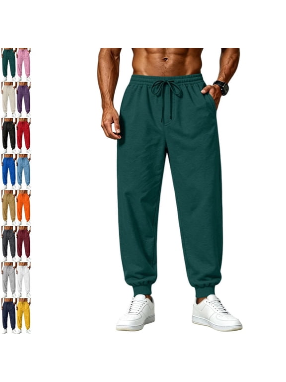 Mens Sweatpants 2026 High Waisted Baggy Sweatpants Joggers Sport Active Workout Jogger Pants with Pockets Army Green S