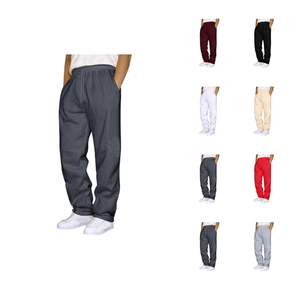 Mens Sweatpants 2026 Trendy Drawstring Elastic Waist Straight Leg Casual Pants Trousers with Pockets