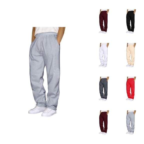 Mens Sweatpants 2026 Trendy Drawstring Elastic Waist Straight Leg Casual Pants Trousers with Pockets
