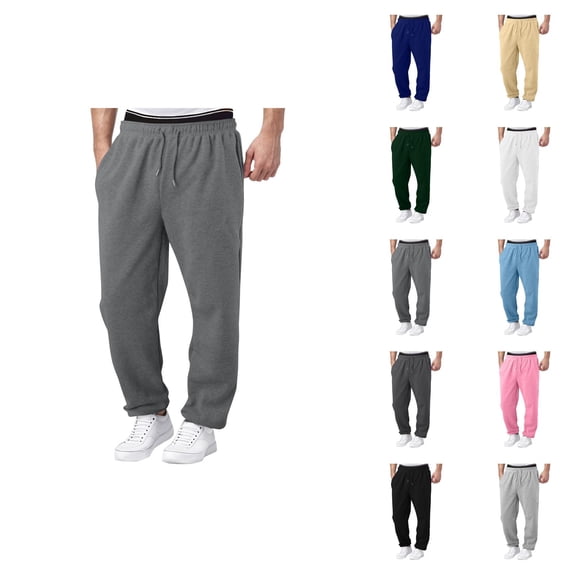Mens Sweatpants 2026 Trendy Drawstring Elastic Waist Wide Leg Relaxed Fit Casual Pants Trousers with Pockets