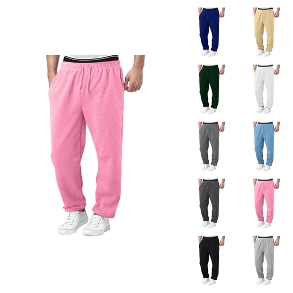 Mens Sweatpants 2026 Trendy Drawstring Elastic Waist Wide Leg Relaxed Fit Casual Pants Trousers with Pockets