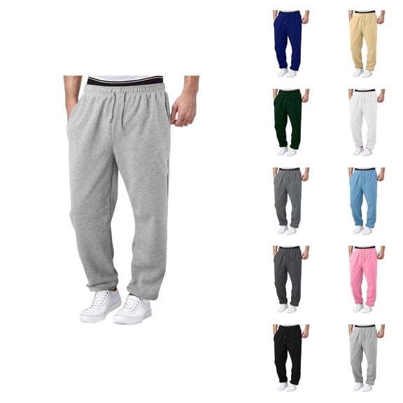 Mens Sweatpants 2026 Trendy Drawstring Elastic Waist Wide Leg Relaxed Fit Casual Pants Trousers with Pockets