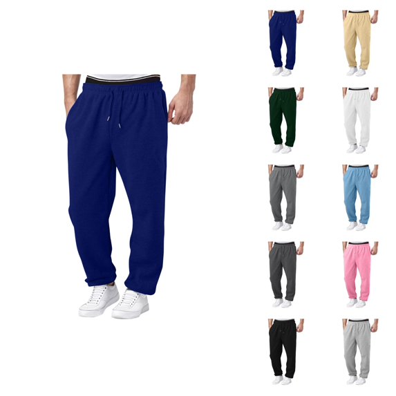 Mens Sweatpants 2026 Trendy Drawstring Elastic Waist Wide Leg Relaxed Fit Casual Pants Trousers with Pockets