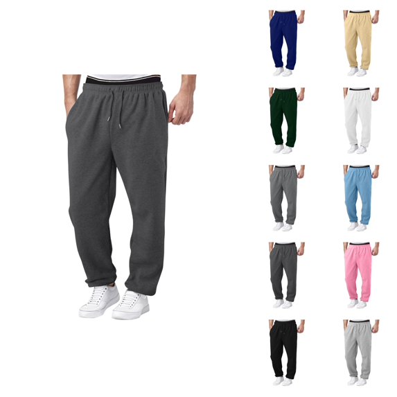 Mens Sweatpants 2026 Trendy Drawstring Elastic Waist Wide Leg Relaxed Fit Casual Pants Trousers with Pockets