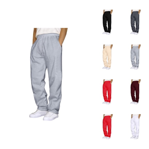 Mens Sweatpants 2026 Trendy Elastic Waist Drawstring Straight Leg Casual Pants with Pockets Trousers