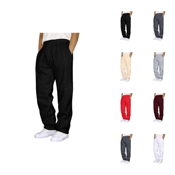 Mens Sweatpants 2026 Trendy Elastic Waist Drawstring Straight Leg Casual Pants with Pockets Trousers