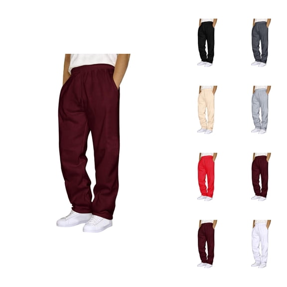 Mens Sweatpants 2026 Trendy Elastic Waist Drawstring Straight Leg Casual Pants with Pockets Trousers