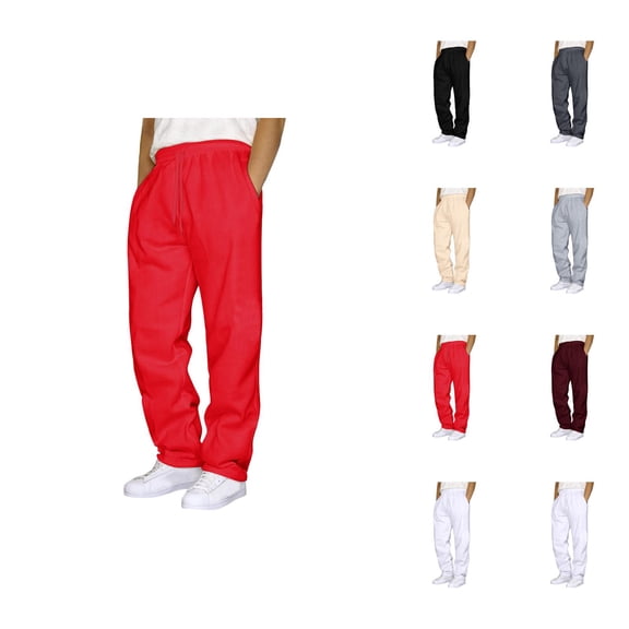 Mens Sweatpants 2026 Trendy Elastic Waist Drawstring Straight Leg Casual Pants with Pockets Trousers