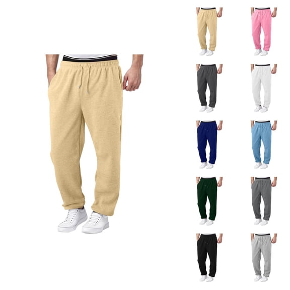 Mens Sweatpants 2026 Trendy Elastic Waist Drawstring Wide Leg Relaxed Fit Casual Pants Trousers with Pockets
