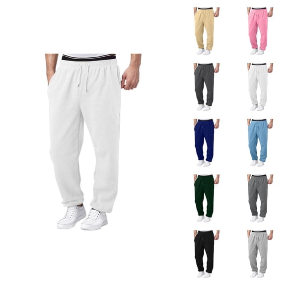Mens Sweatpants 2026 Trendy Elastic Waist Drawstring Wide Leg Relaxed Fit Casual Pants Trousers with Pockets