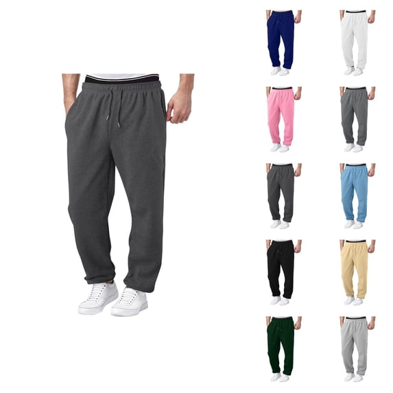 Sweatpants for Men 2026 Trendy Drawstring Elastic Waist Wide Leg Relaxed Fit Casual Pants Trousers with Pockets