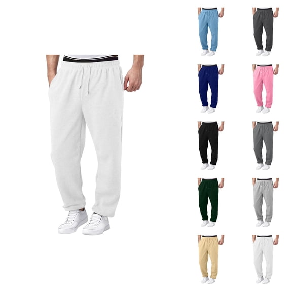 Mens Sweatpants 2026 Trendy Elastic Waist Drawstring Wide Leg Relaxed Fit Casual Pants with Pockets Trousers