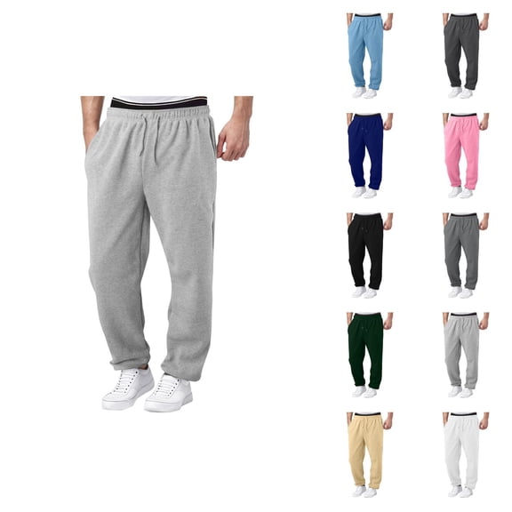 Mens Sweatpants 2026 Trendy Elastic Waist Drawstring Wide Leg Relaxed Fit Casual Pants with Pockets Trousers