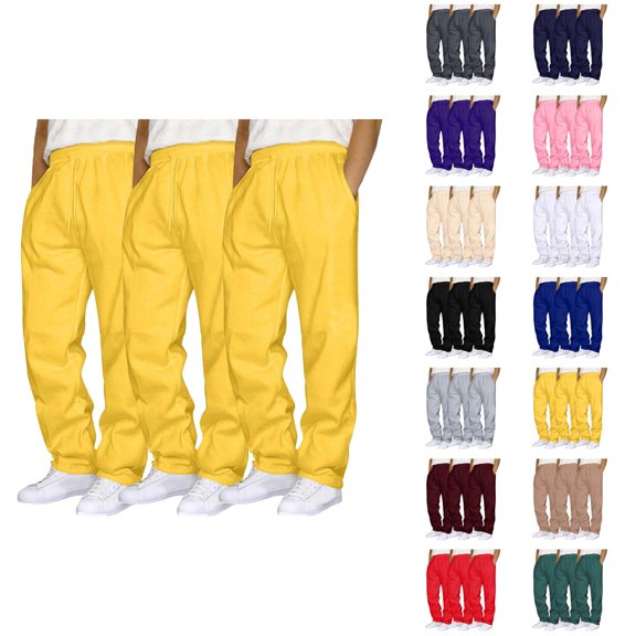 Mens Sweatpants 3 Pack 2026 Trendy Drawstring Elastic Waist Straight Leg Casual Pants with Pockets Trousers