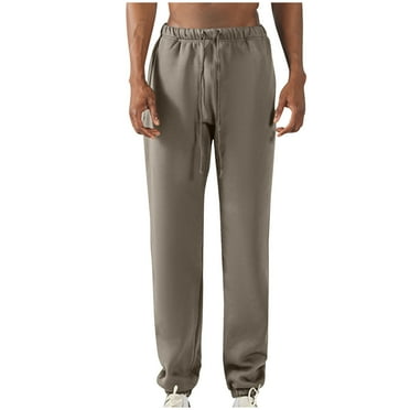 ZQUUVOU Mens Sweatpants Athletic Pants Slim Fit Traning Solid Color Elastic Waist Pocket Trousers Taupe