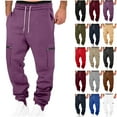 thumbnail image 1 of Mens Sweatpants Autumn Solid Color Loose Long Pants Drawstring Elastic Waist With Both Sides Zip Pocket Warm Sweatpants Thick Men's Pants Sweatpants for Men, 1 of 3