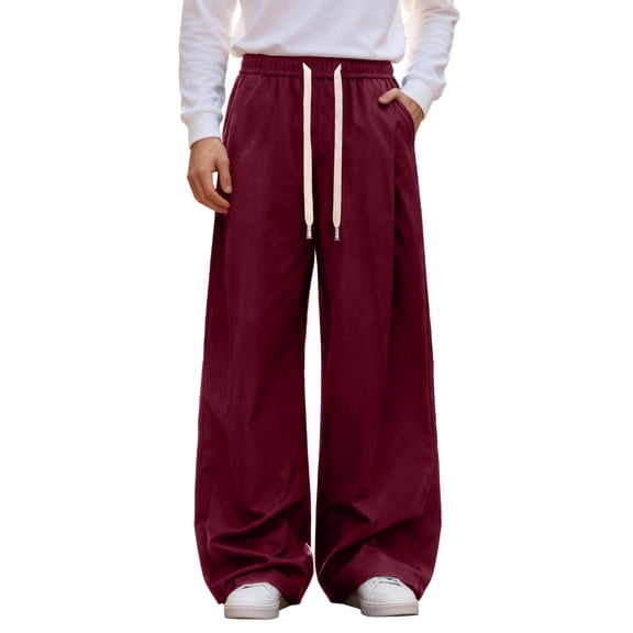 Mens Sweatpants Baggy Casual Sport Pants Relaxed Fit Straight Leg Spring Fall Lightweight Athletic Lounge Pants Red XXL