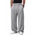 thumbnail image 1 of Mens Sweatpants Baggy Loose Fit Raw Hem Pants Casual Drawstring Pants Y2K Wide Leg Stretchy Pants with Pockets, 1 of 8