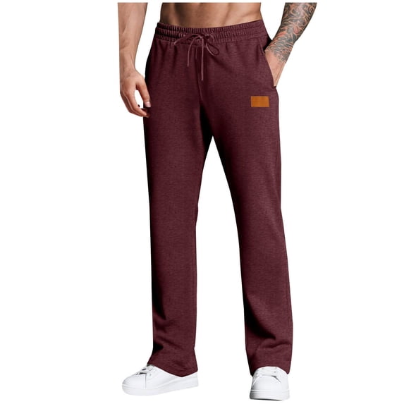 Mens Sweatpants Baggy Open Bottom Casual Pants Elastic Waist Workout Athletic Joggers with Pockets Drawstring Sweat Pants