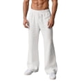 thumbnail image 1 of Mens Sweatpants Baggy Solid Color Wide Leg Flare Pants Relaxed Fit Straight Leg Spring Fall Lightweight Resort Trousers White M, 1 of 5