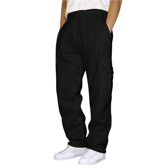 Mens Sweatpants Baggy Sweat Pants for Men Straight Leg Loose Fit Gym Athletic Cargo Sweatpants with Pockets Black 4XL