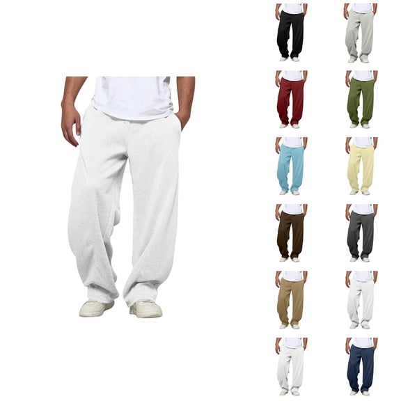 Mens Sweatpants Big And Tall 2026 Trendy Elastic Waist Drawstring Loose Fit Casual Harem Pants Trousers with Pockets