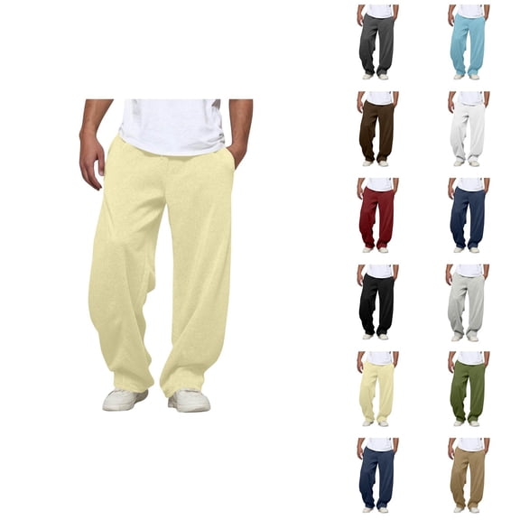 Mens Sweatpants Big And Tall 2026 Trendy Elastic Waist Drawstring Loose Fit Casual Harem Pants with Pockets Trousers