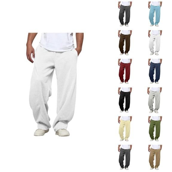 Mens Sweatpants Big And Tall 2026 Trendy Elastic Waist Drawstring Loose Fit Casual Harem Pants with Pockets Trousers