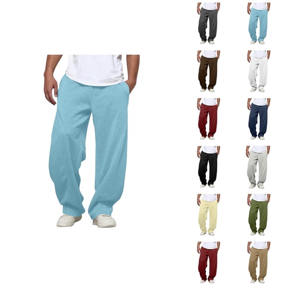 Mens Sweatpants Big And Tall 2026 Trendy Elastic Waist Drawstring Loose Fit Casual Harem Pants with Pockets Trousers