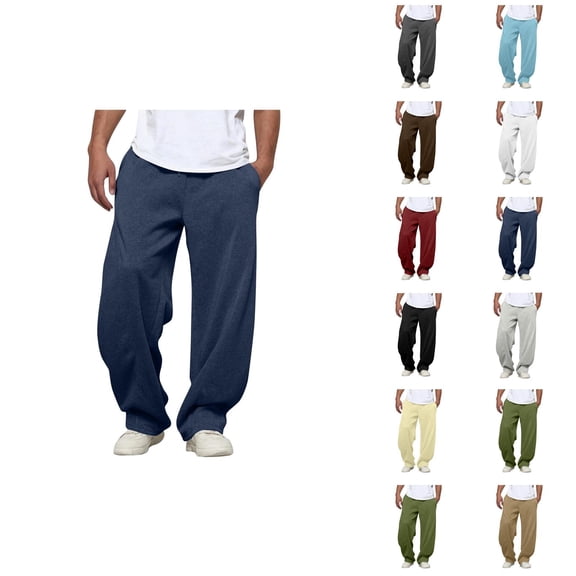 Mens Sweatpants Big And Tall 2026 Trendy Elastic Waist Drawstring Loose Fit Casual Harem Pants with Pockets Trousers